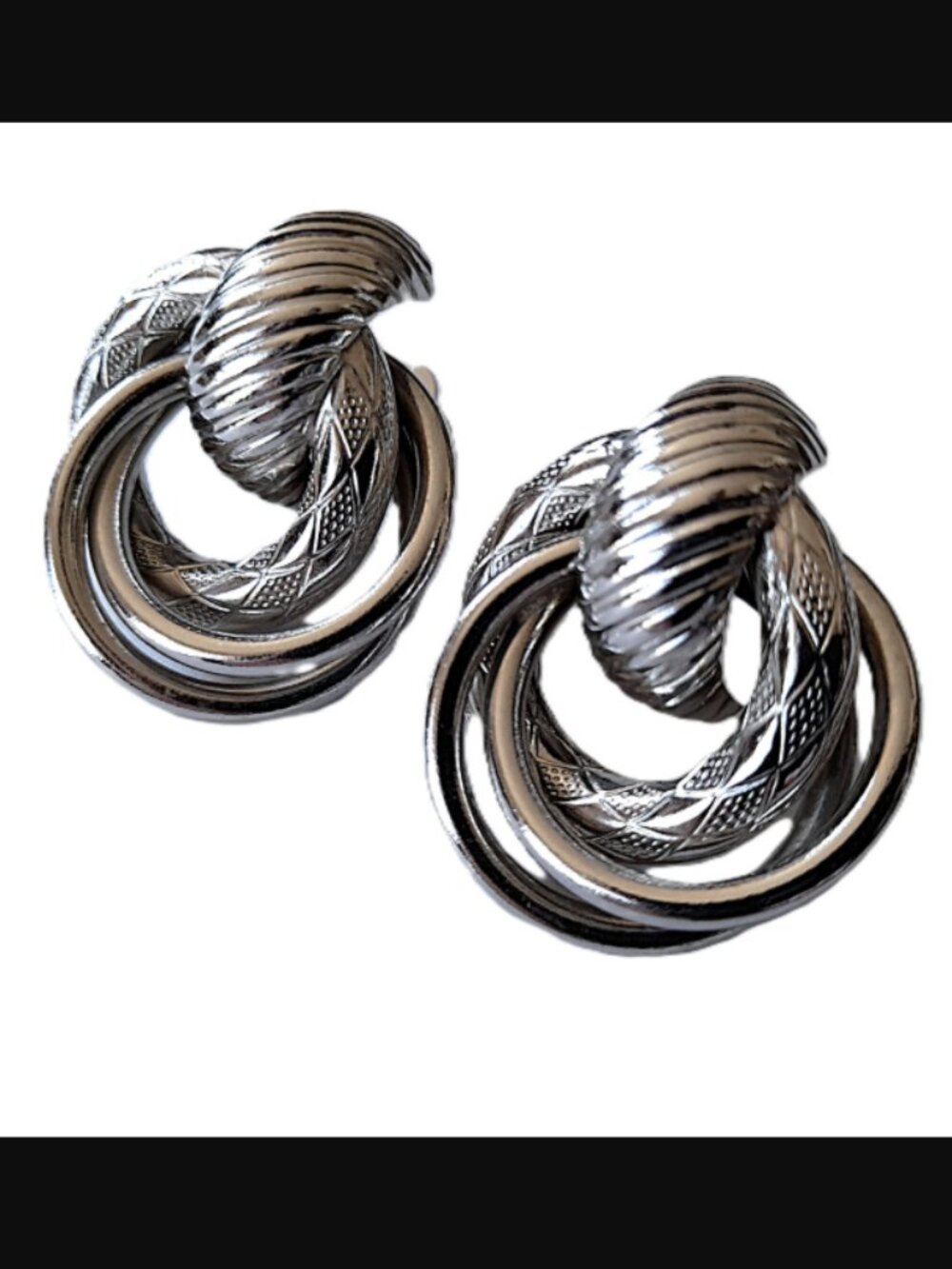 Vintage CORO Large Silver Tone Earrings with Screwbacks MCM Statement Jewelry